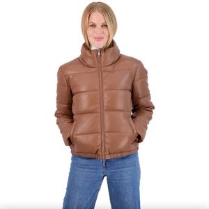 Faux Leather Puffer Jacket
